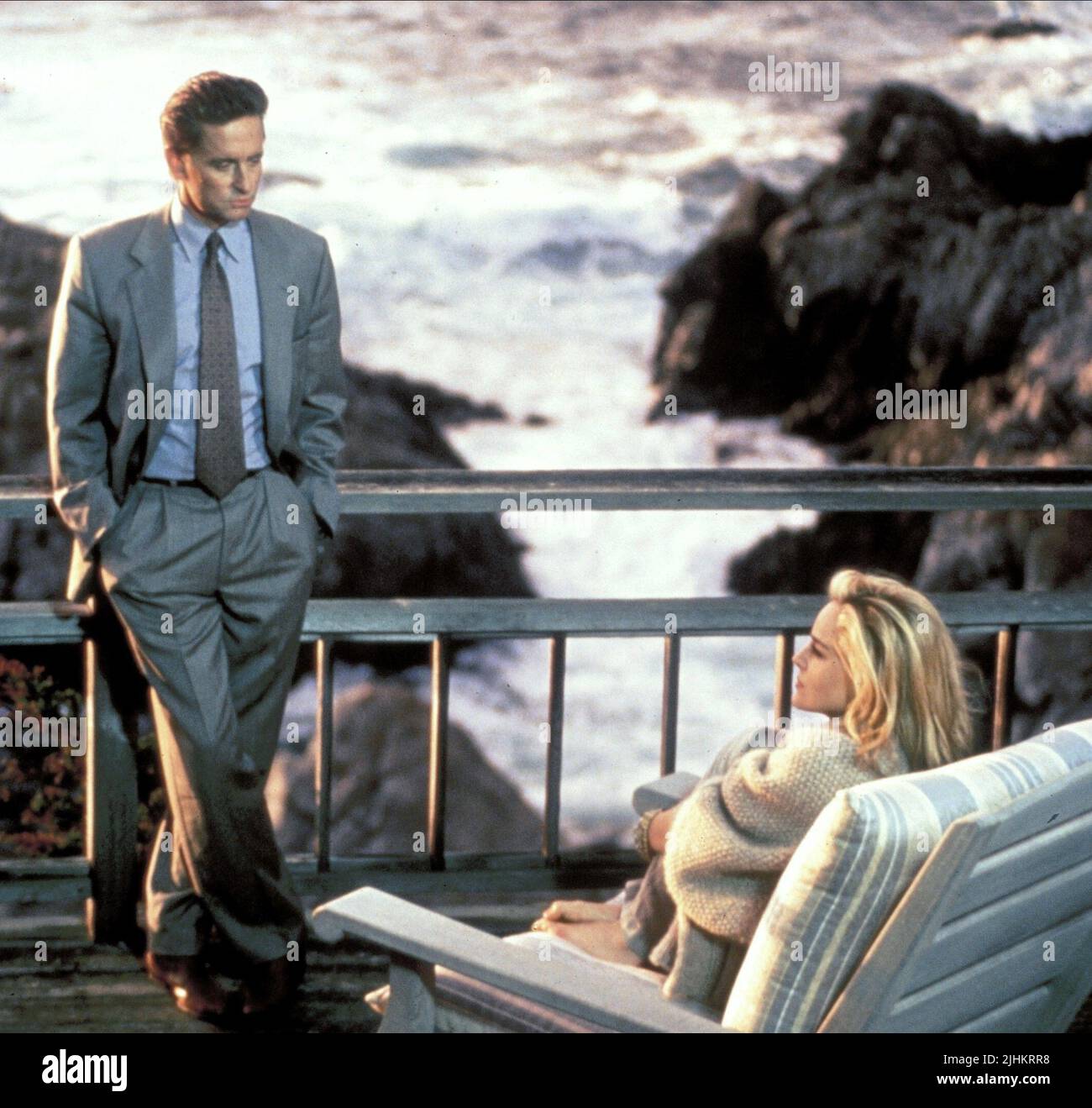 MICHAEL DOUGLAS, SHARON STONE, BASIC INSTINCT, 1992 Stock Photo