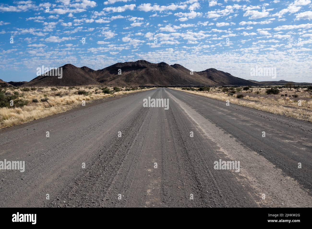 Street to the Rock formation at Spitzkoppe Mountain Namibia. Beautiful view. Stock Photo
