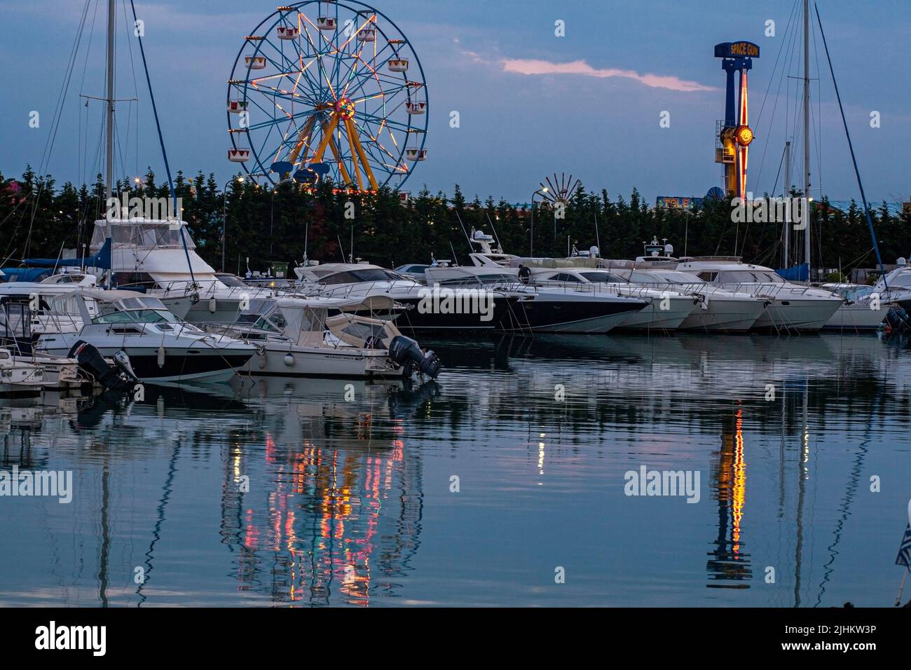 Athens south Voula, yacht port by night, Balkans, Greece Stock Photo