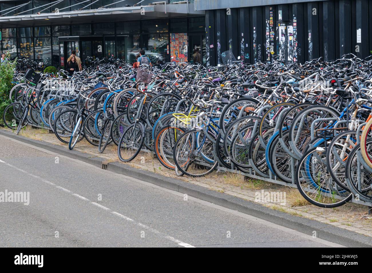 Amsterdam, Netherlands - 21 June 2022: Bicycle Parking Central Station has around 10,000 temporary bike parking spaces Stock Photo