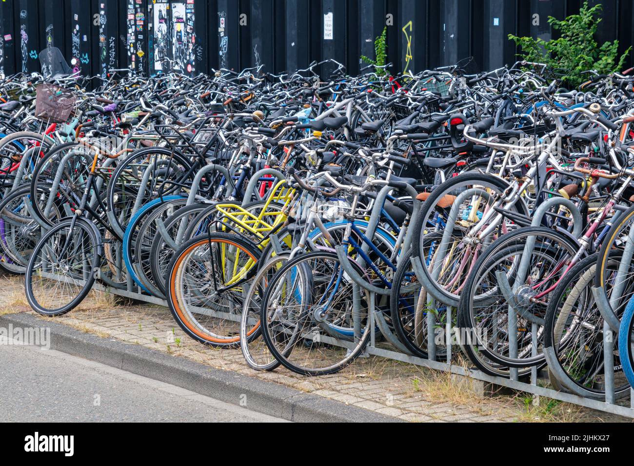 Amsterdam, Netherlands - 21 June 2022: Bicycle Parking Central Station has around 10,000 temporary bike parking spaces Stock Photo
