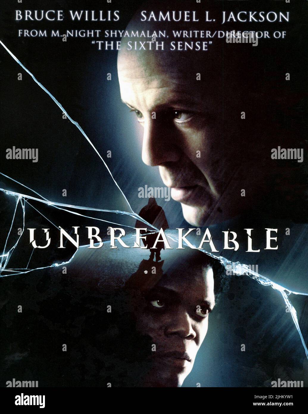 BRUCE WILLIS, SAMUEL L. JACKSON, UNBREAKABLE, 2000 Stock Photo