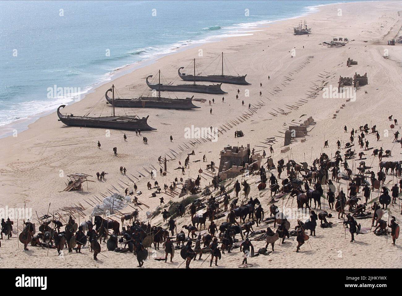 SHIPS ON BEACH, TROY, 2004 Stock Photo