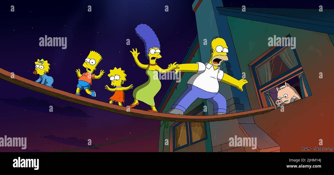 MAGGIE, BART, LISA, MARGE, HOMER SIMPSON, THE SIMPSONS MOVIE, 2007 Stock Photo