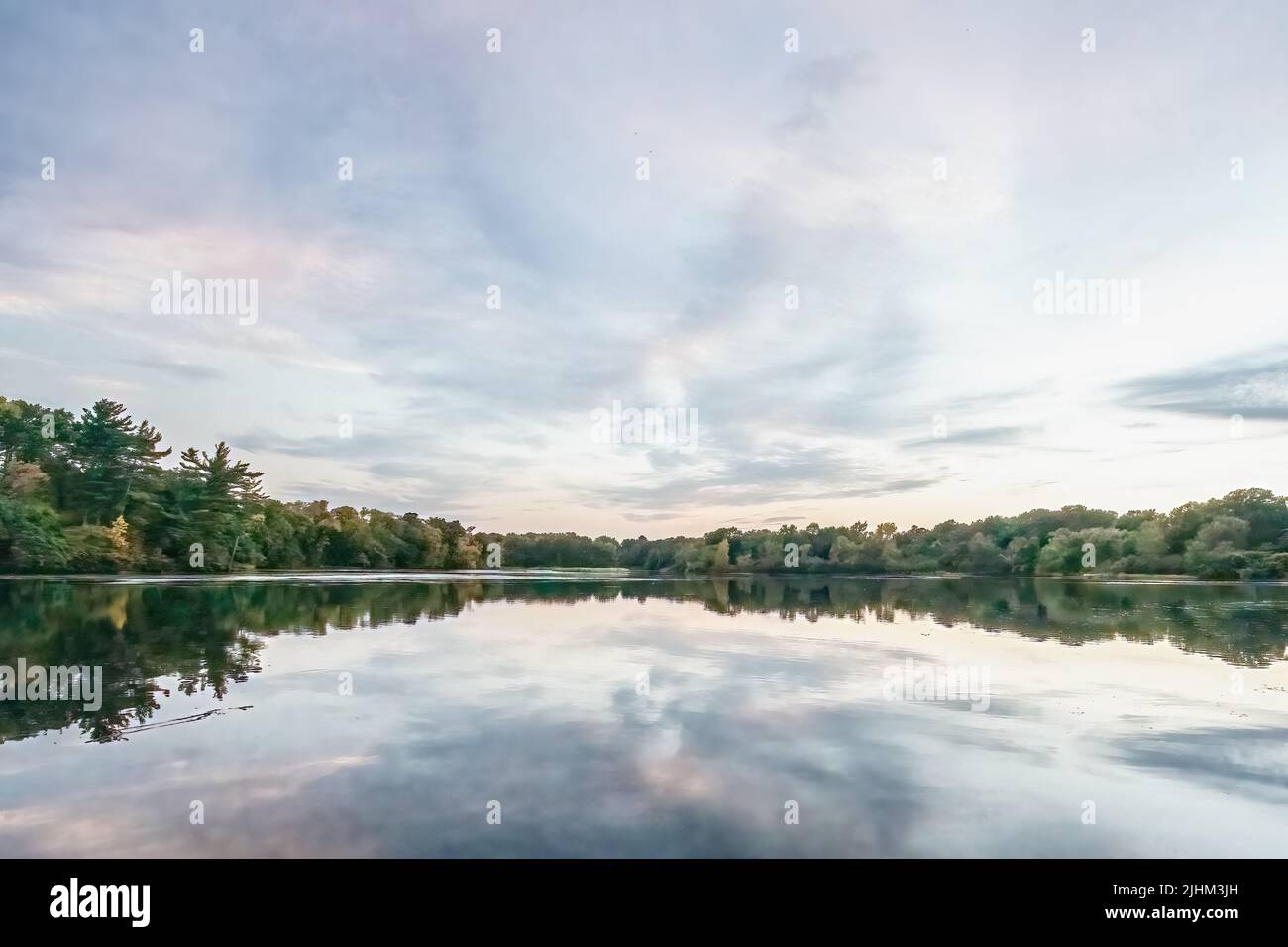Sunrise River at sunset on a fall evening at Kost Dam County Park in