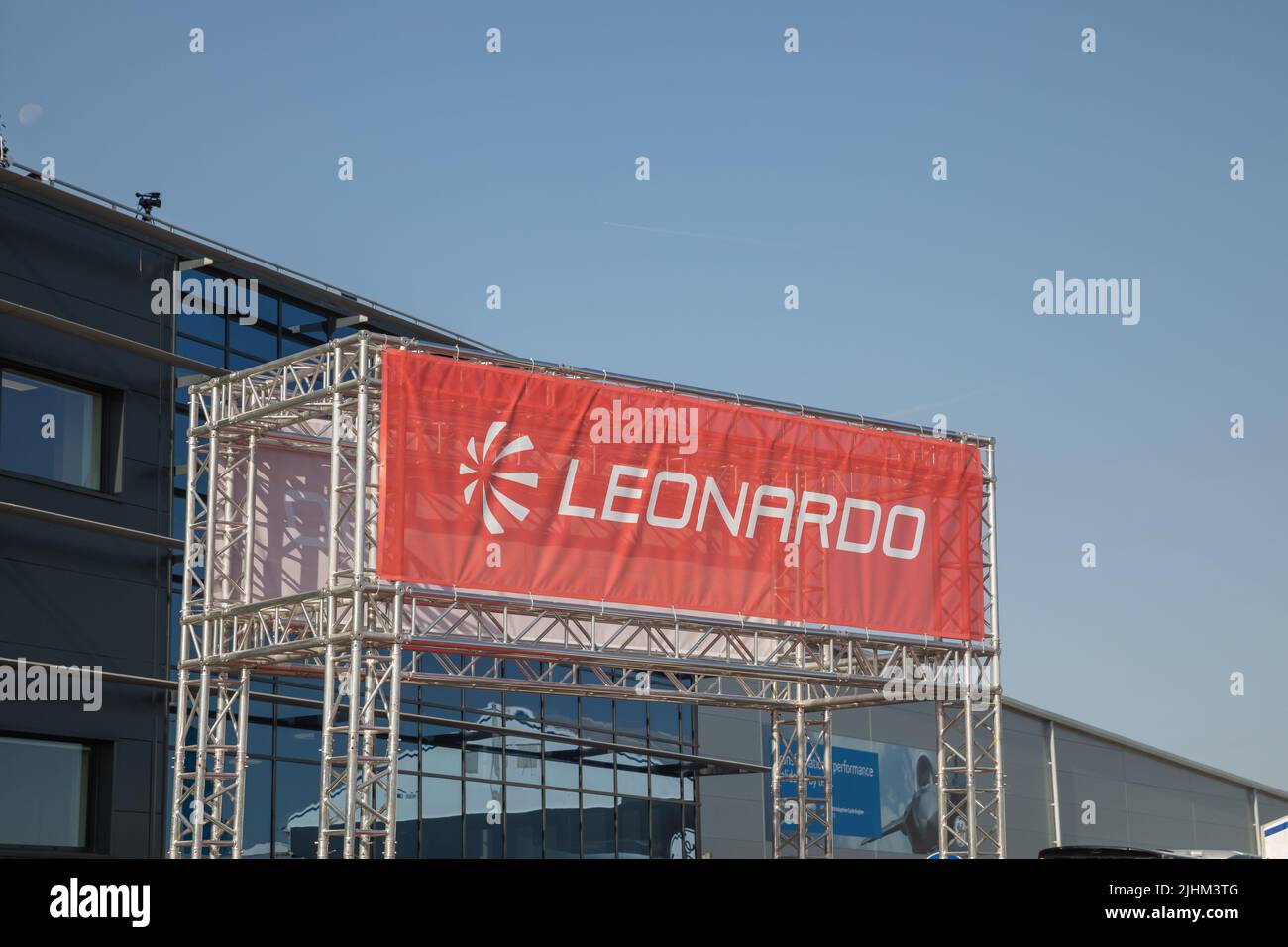 Leonardo stand at Farnborough International Airshow Stock Photo Alamy