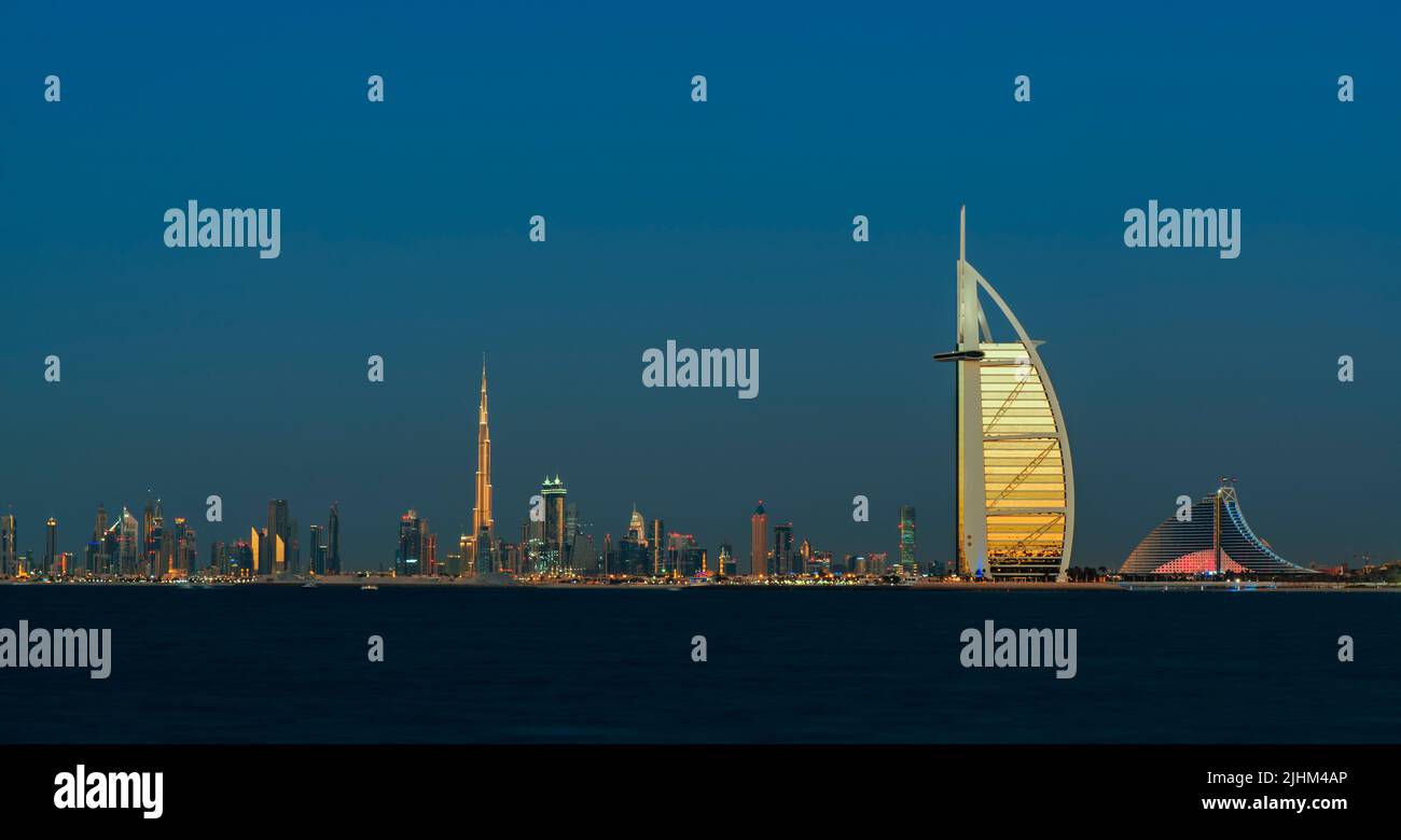 Beautiful view of Burj Khalifa and other Dubai skyline, Dubai, United Arab Emirates Stock Photo