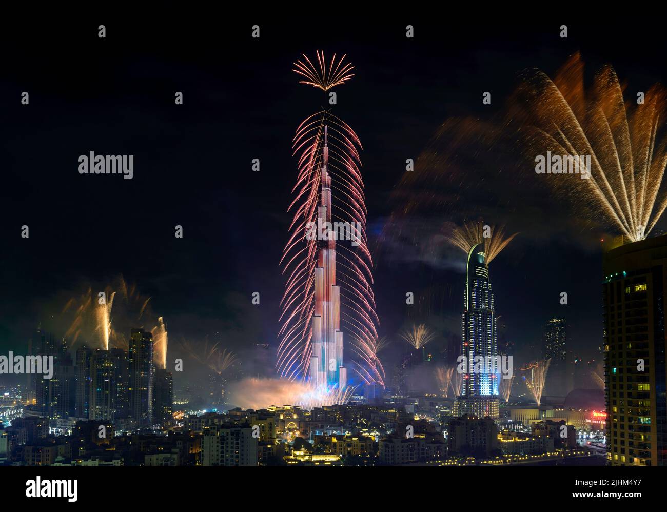 New year fireworks in Burj Khalifa, the tallest tower in the world
