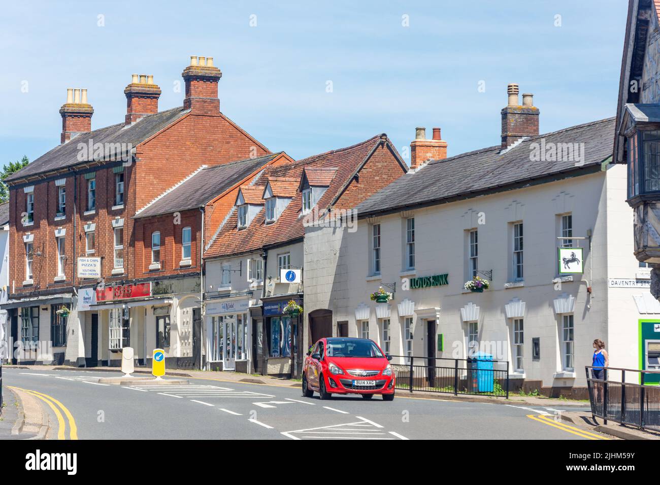 High Street from Market Hill,  Southam, Warwickshire, England, United Kingdom Stock Photo
