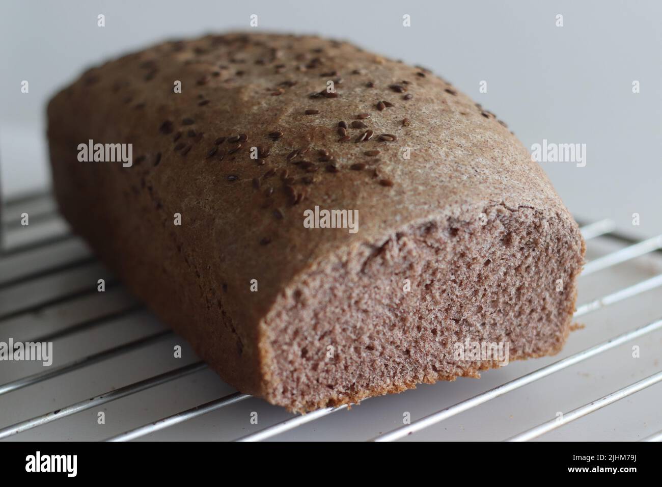 Ragi bread or Finger millet bread. Loaf of home baked bread with finger