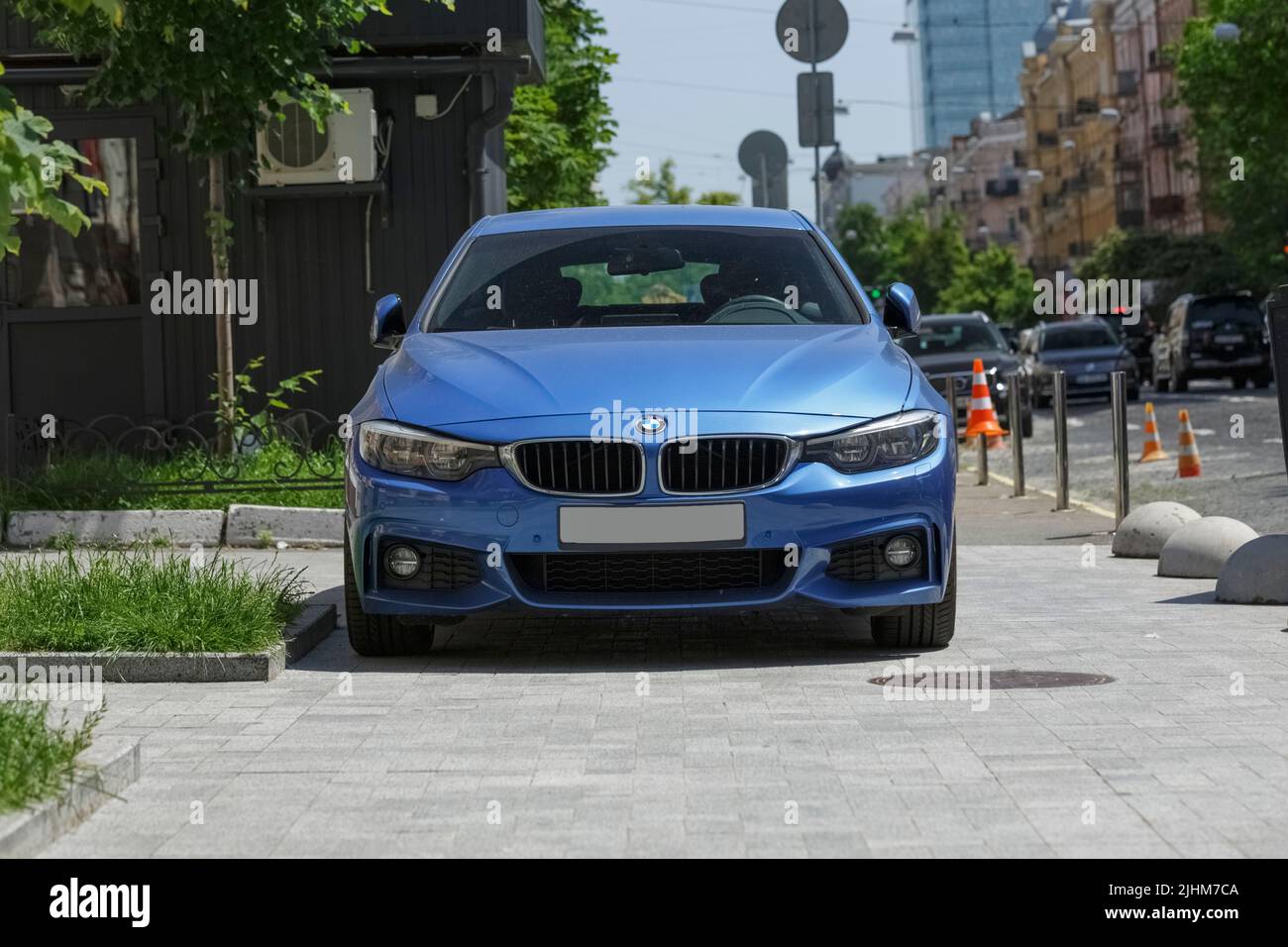 09.06.2020, Kyiv, Ukraine, BMW car on city street, close-up Stock Photo