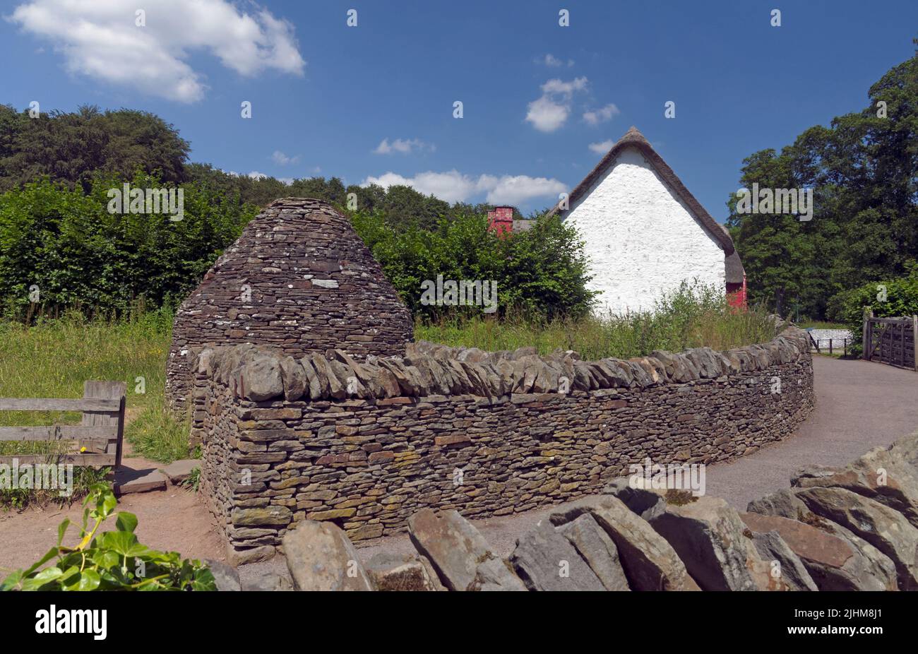 Circular pigsty, from Hendre’r Prosser Farm, c1800. St Fagans Museum, Cardiff. Summer 2022. July Stock Photo