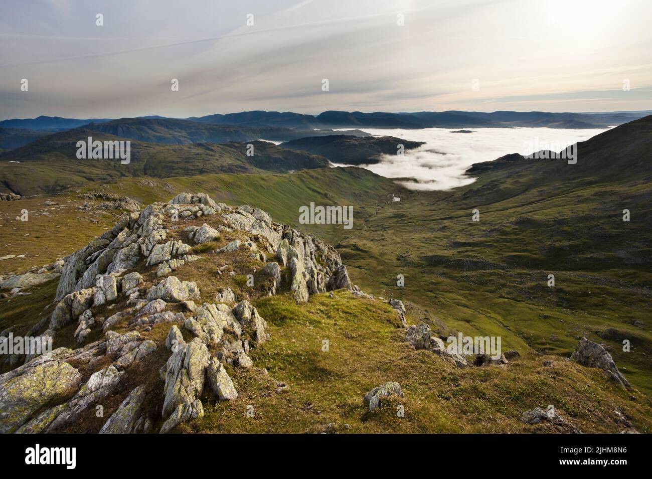 Little Langdale valley shrouded in a cloud inversion seen from Little ...