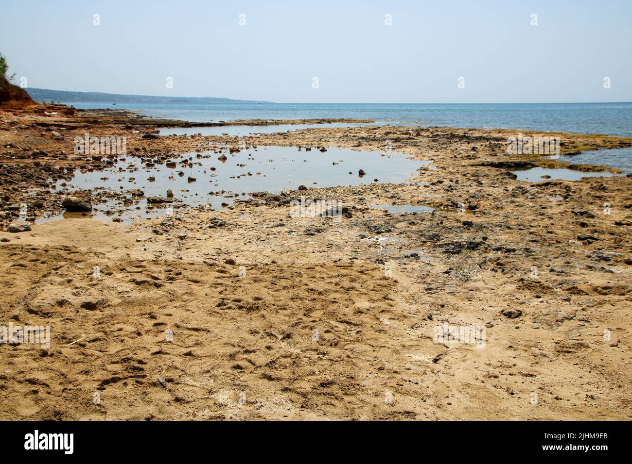 landscape of the beach at Pescoluse, also known as Salento Maldives, in Apulia region, Italy Stock Photo