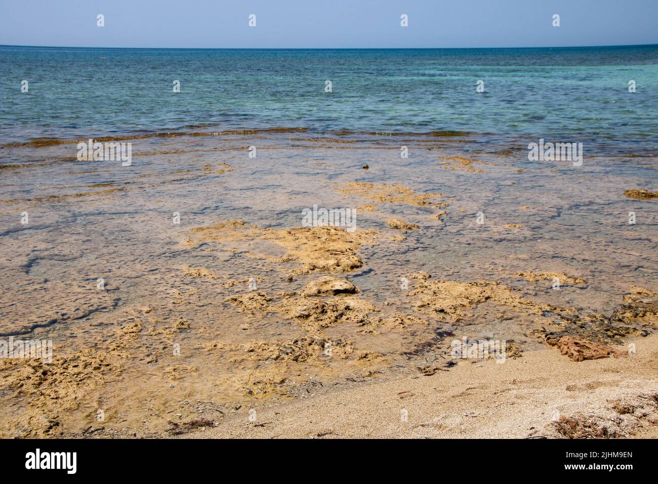 landscape of the beach at Pescoluse, also known as Salento Maldives, in Apulia region, Italy Stock Photo