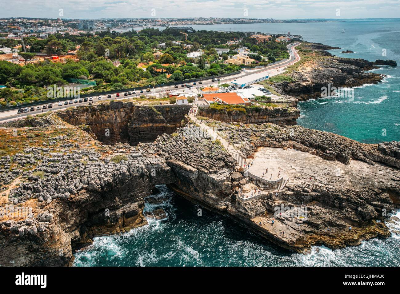 Boca do Inferno which is Portuguese for Hell's mouth in Cascais, Portugal Stock Photo