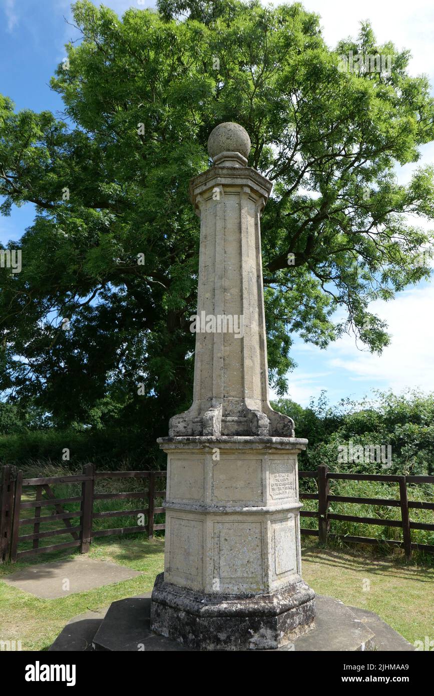 Oliver Cromwell Monument , Naseby, Leicestershire. Stock Photo