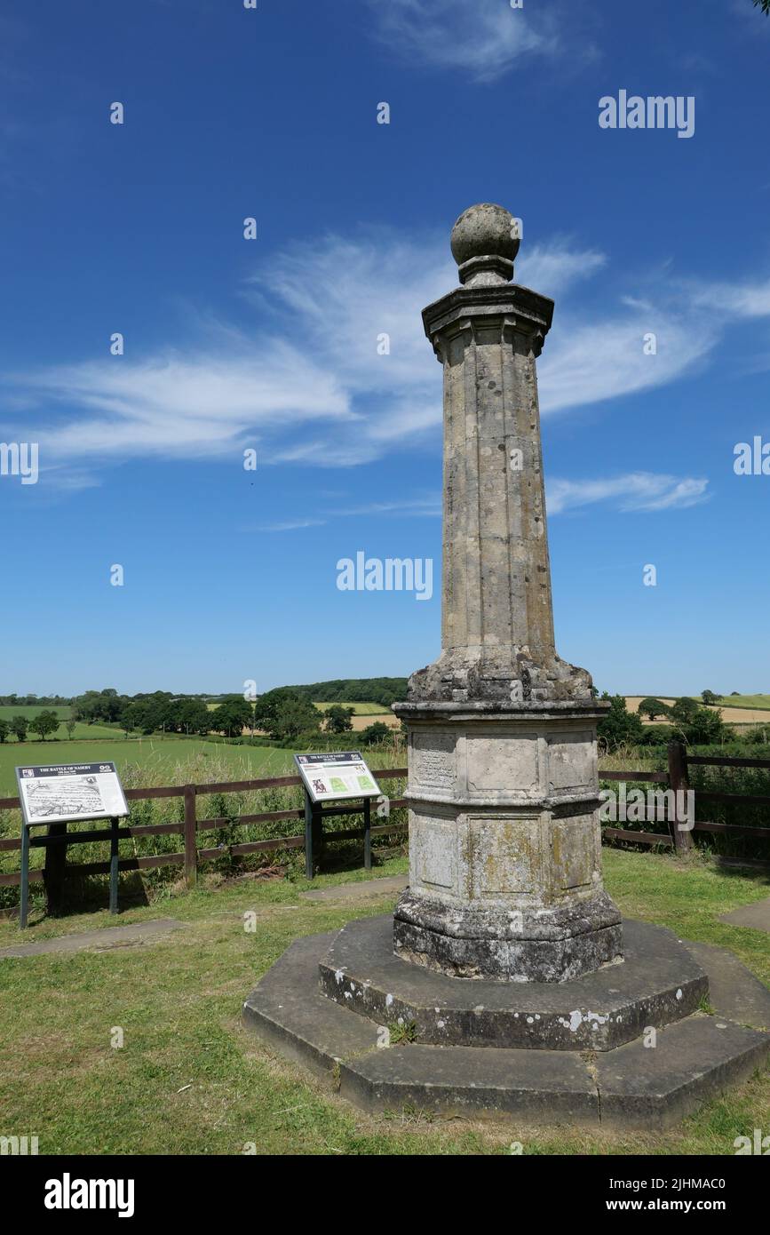 Oliver Cromwell Monument , Naseby, Leicestershire. Stock Photo