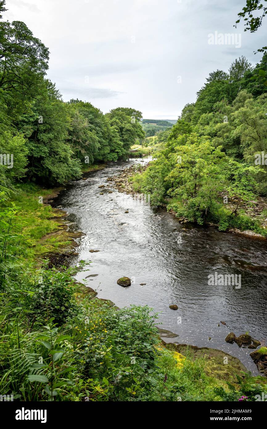 Yorkshire, July 12th 2022: The River Wharfe by Barden Tower, near Skipton Stock Photo