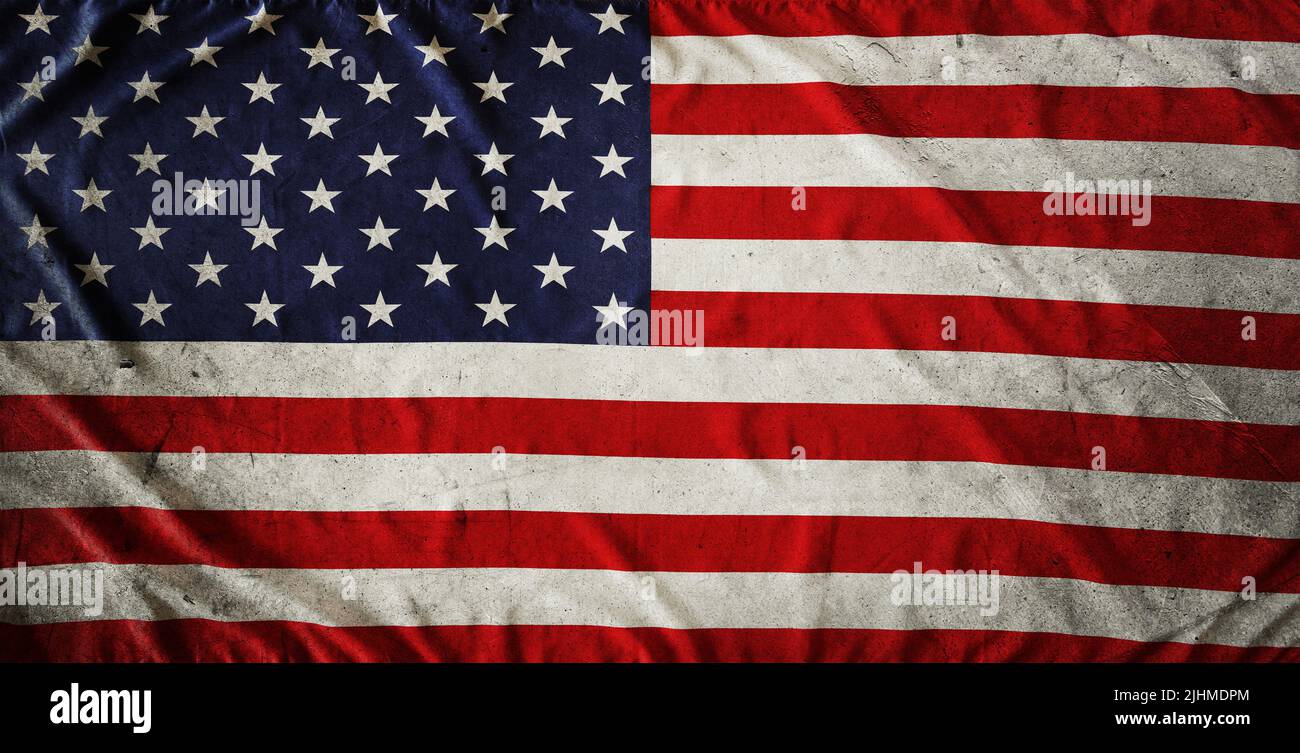 Closeup of grunge American flag Stock Photo