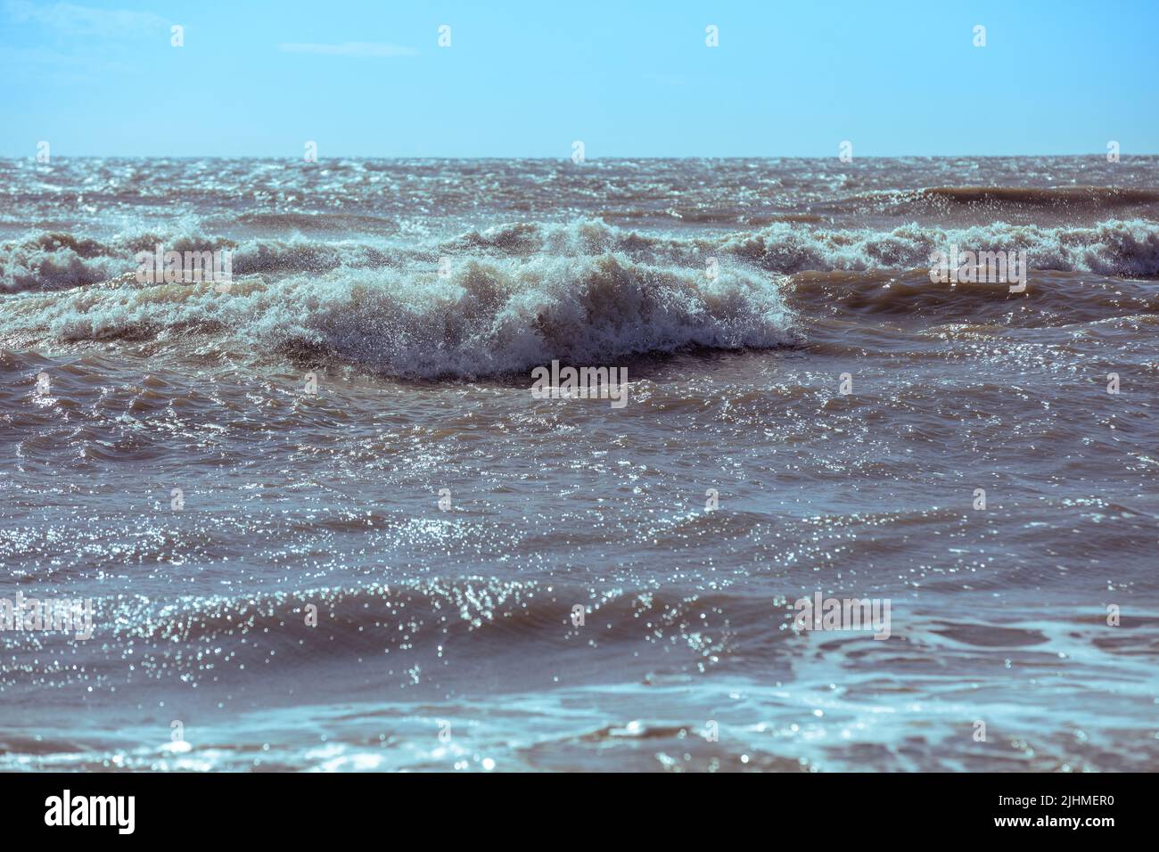 Seascape in the evening. Stormy sea Stock Photo