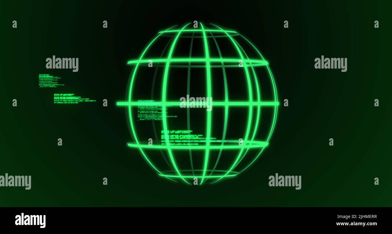 Image of globe and data processing on dark green background Stock Photo ...