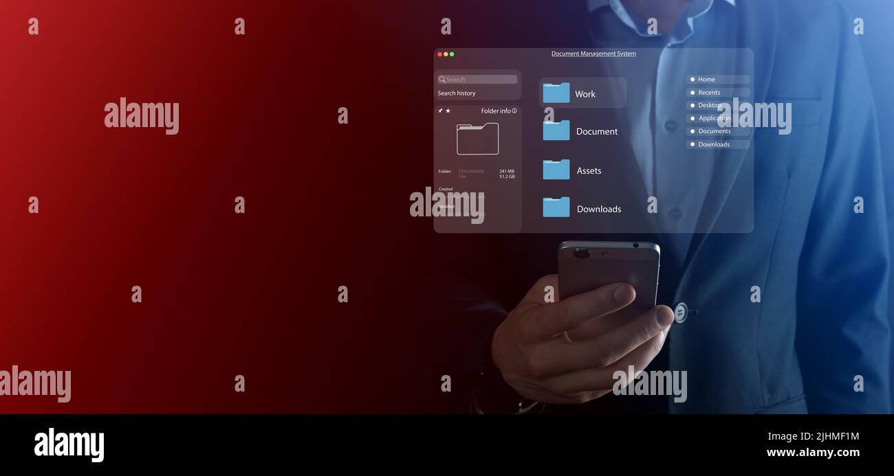 Document management concept. Virtual screen icons Document Management ...