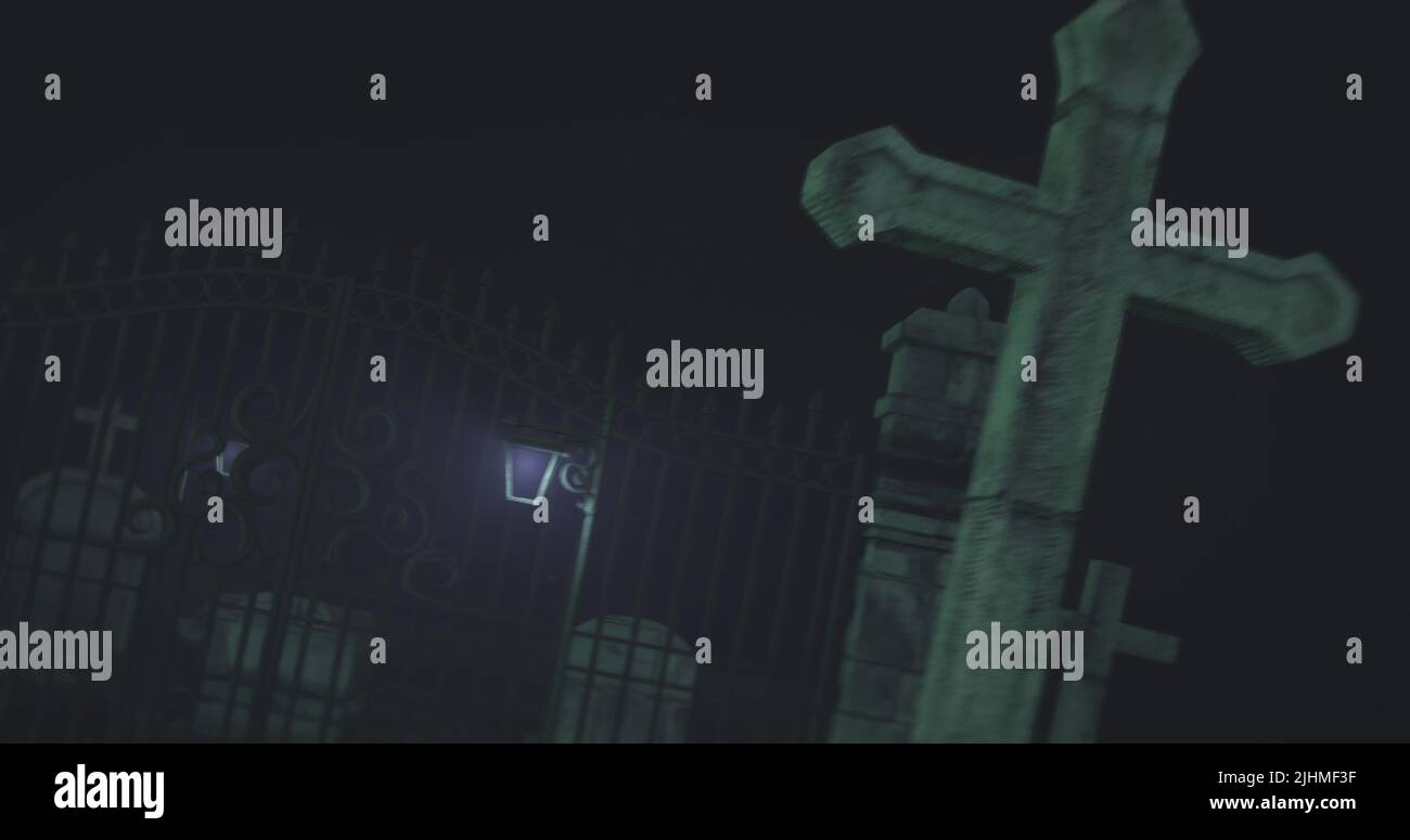 Image of graves on cemetery at night Stock Photo Alamy