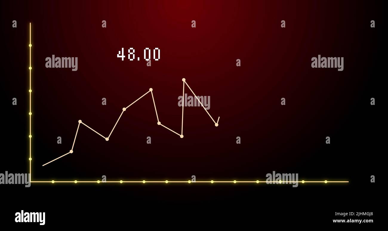 Image of financial graph over red background Stock Photo