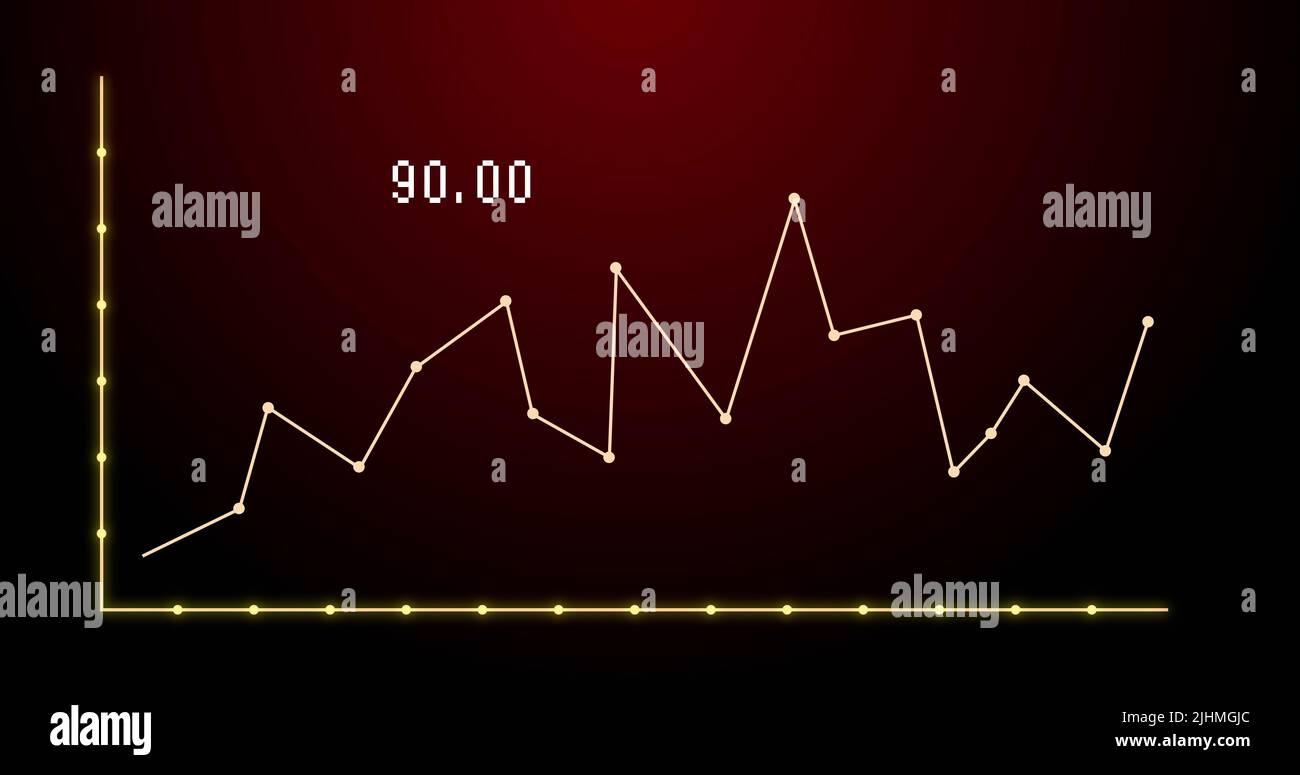 Image of financial graph over red background Stock Photo