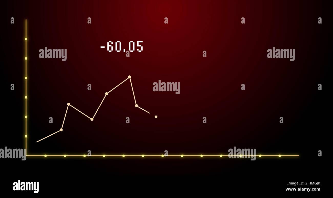 Image of financial graph over red background Stock Photo