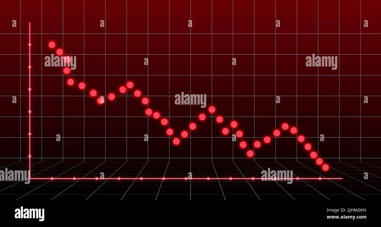 Image of financial graph over red background Stock Photo