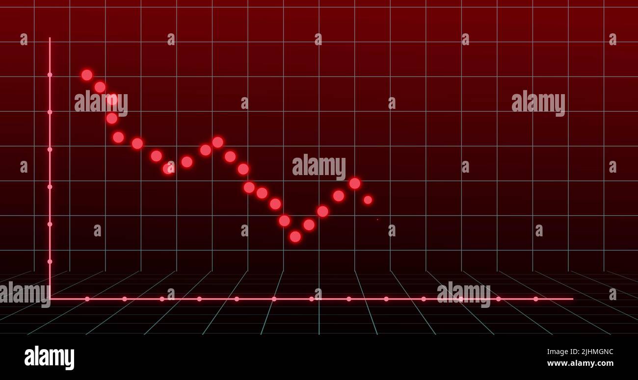 Image of financial graph over red background Stock Photo