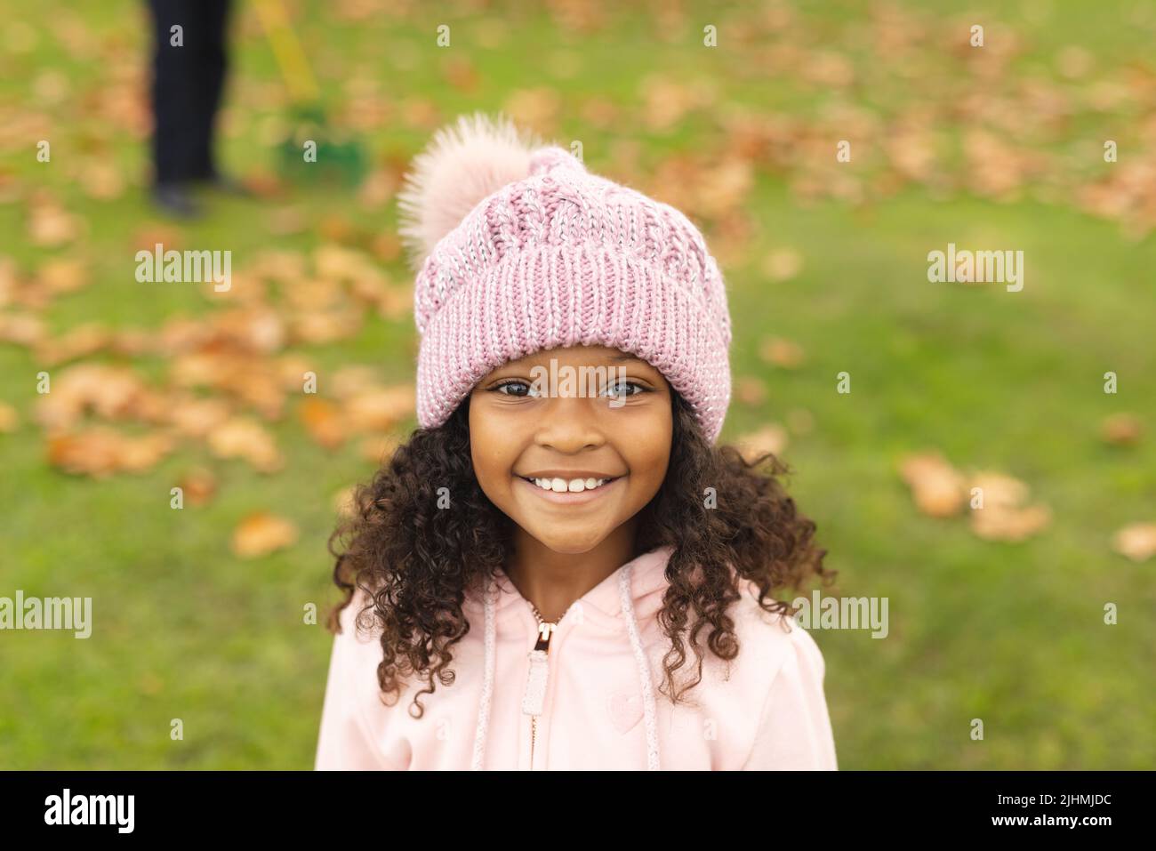 Image of happy african american girl posing in garden Stock Photo - Alamy