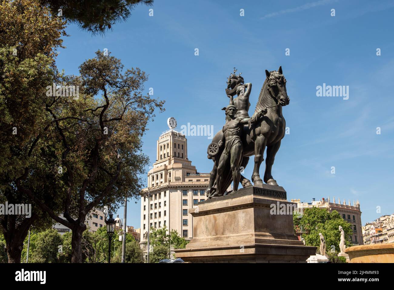 Plaça de Catalunya - Barcelona, Spain Stock Photo