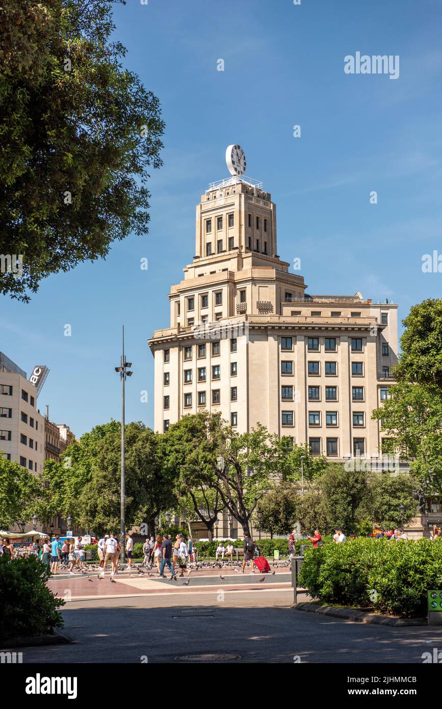 Plaça de Catalunya - Barcelona, Spain Stock Photo