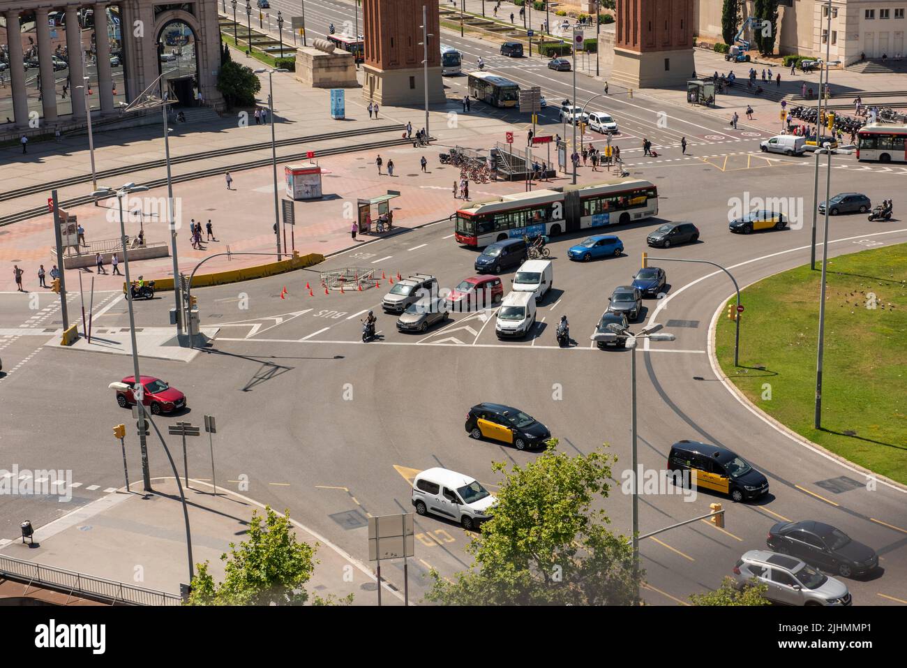 Traffic at a big roundabout Stock Photo