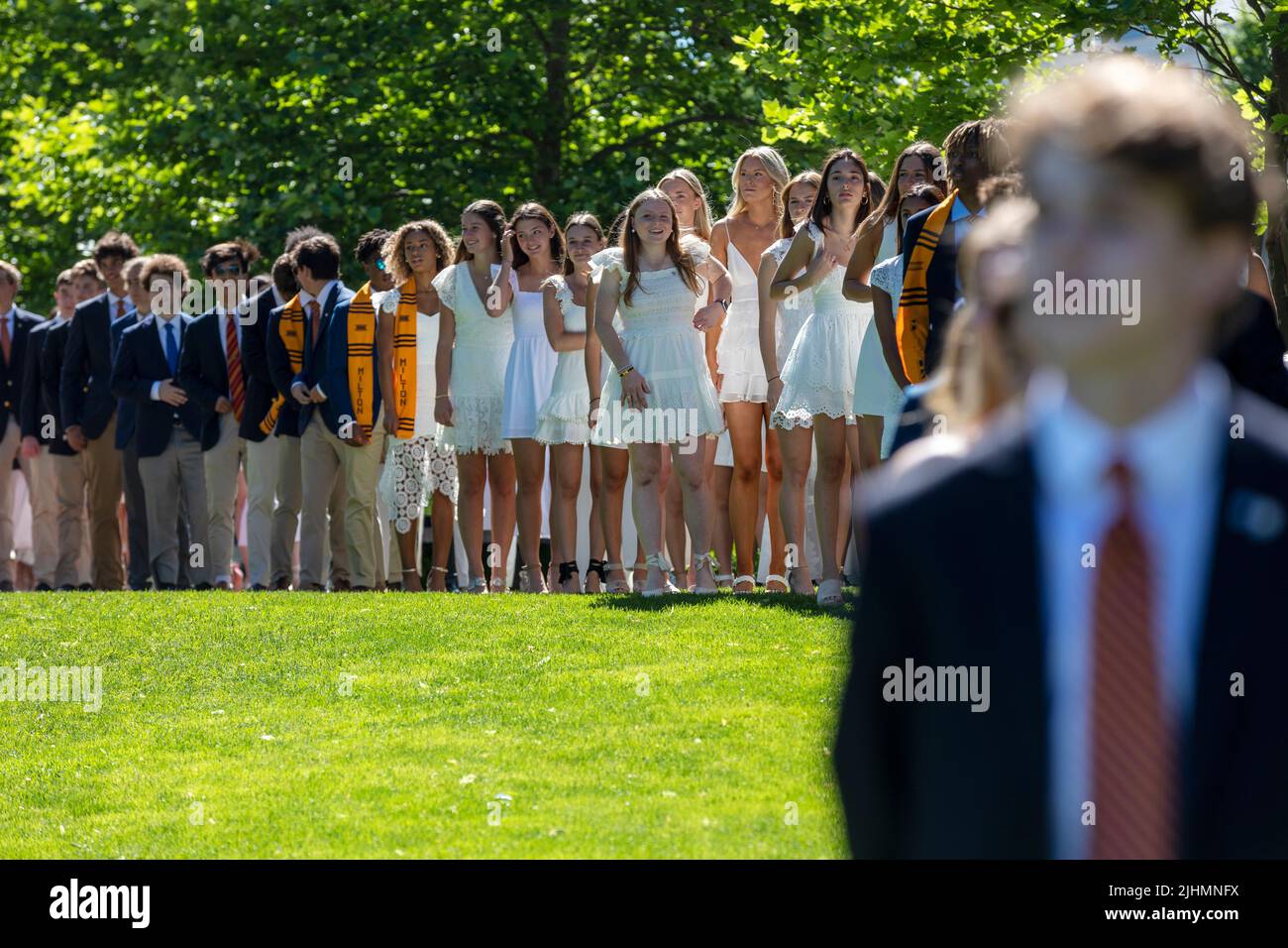 American High School Graduation Ceremony Stock Photo
