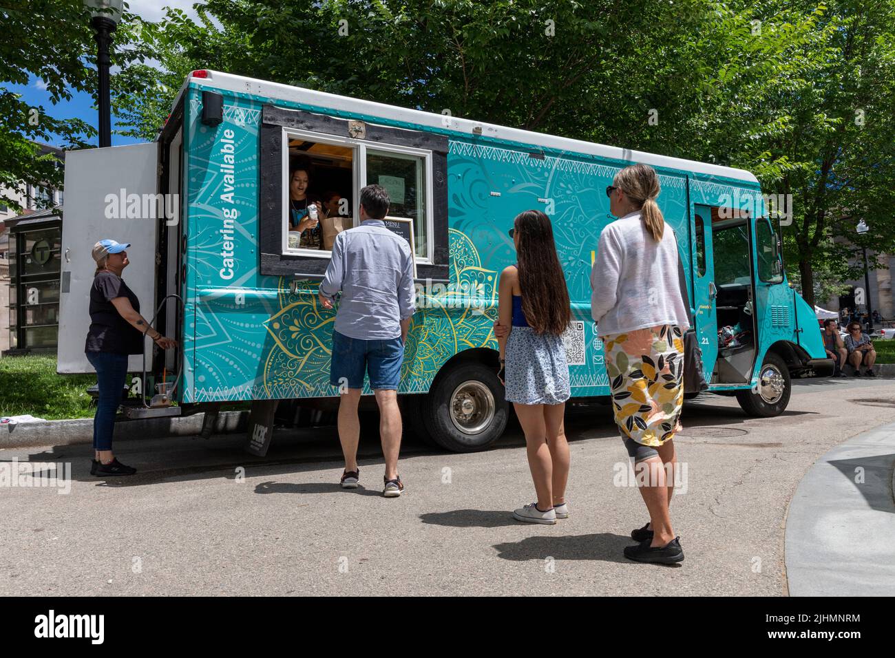 Food truck Boston Common Stock Photo