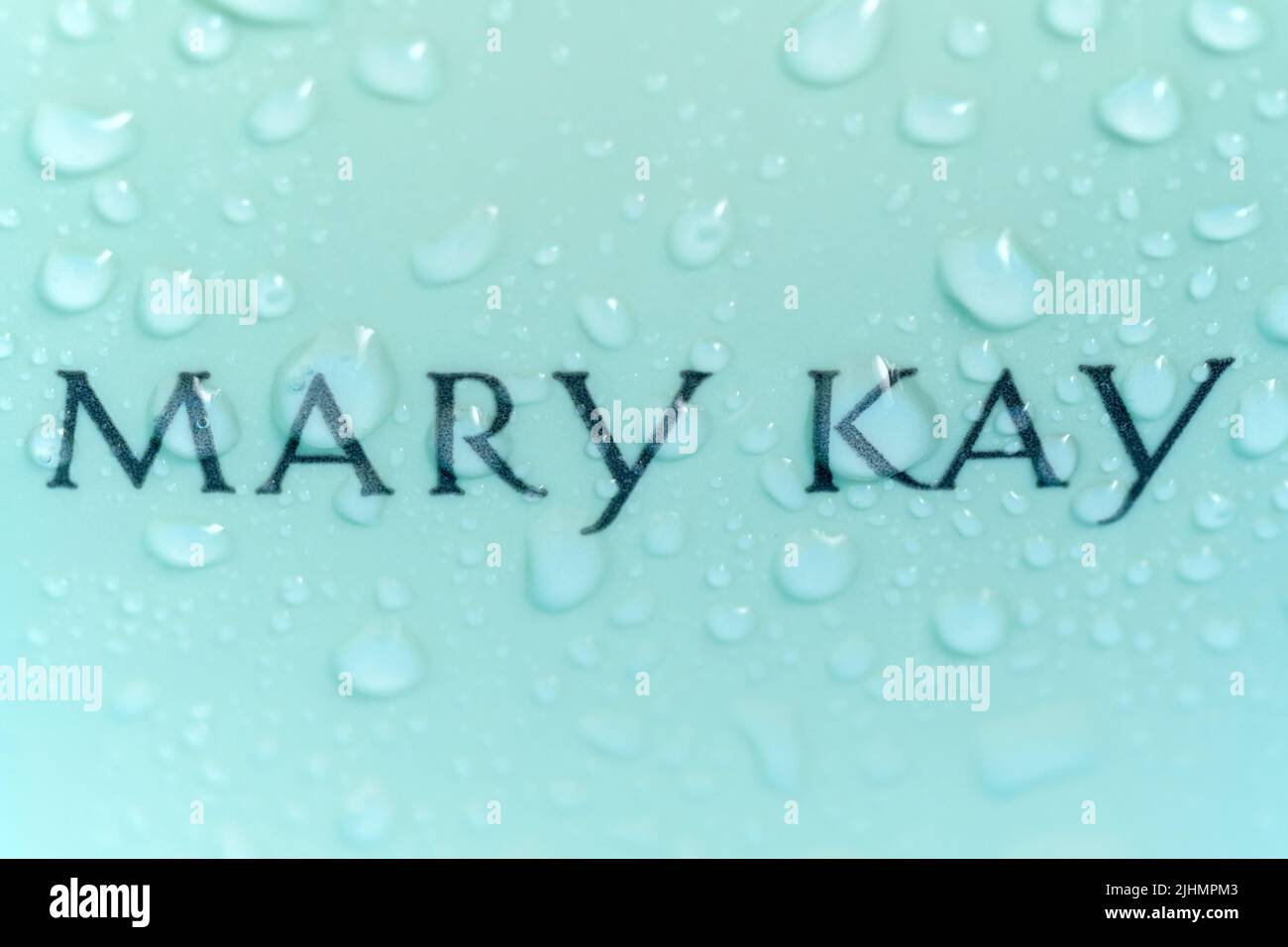Tyumen, RussiaJuly 19, 2022 Skin care products company Mary Kay logo