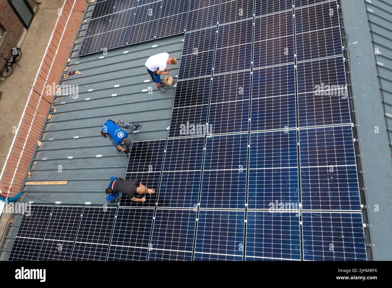Installation of solar modules on the roof of a barn, a farm, over 240 ...