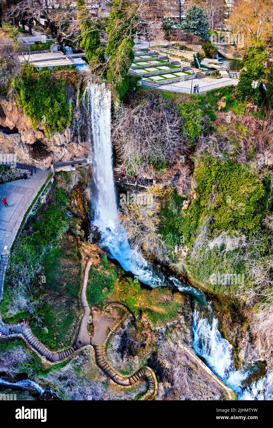 Karanos, the largest among the waterfalls of Edessa, Pella, Macedonia, Greece. Stock Photo