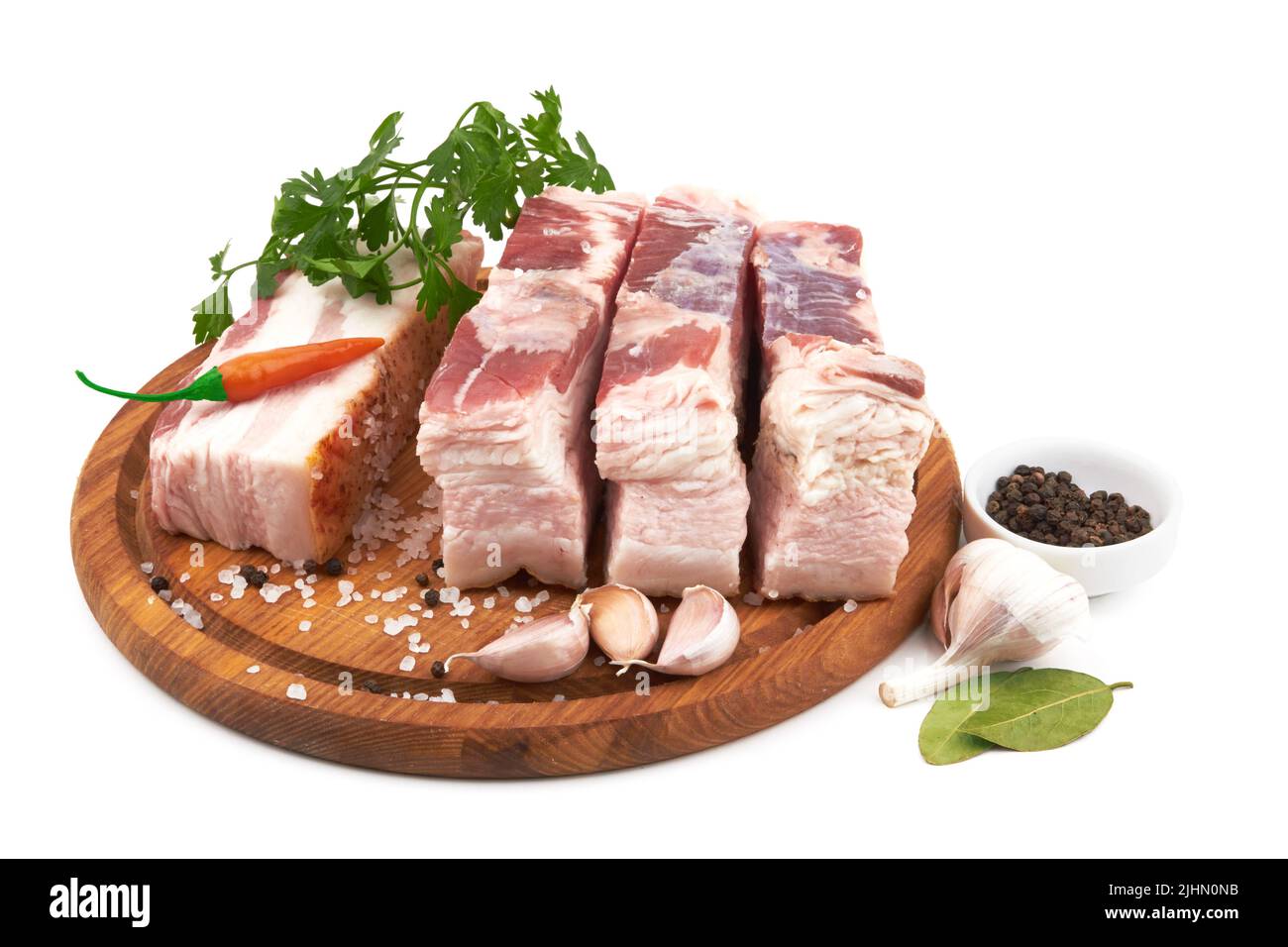 Raw pork belly with streaks of fat Stock Photo Alamy