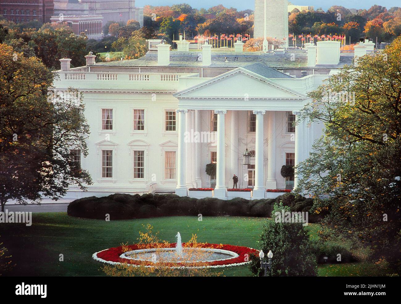 The White House Washington DC, United States of America, USA. Government building. American historic presidential residence. North facade or side. Stock Photo