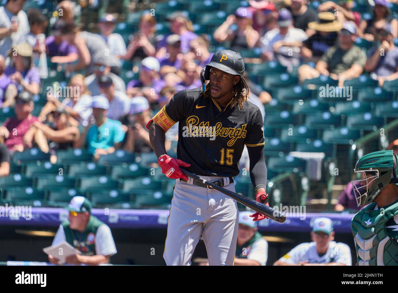 Denver CO, USA. 17th July, 2022. Pittsburgh shortstop Oneil Cruz