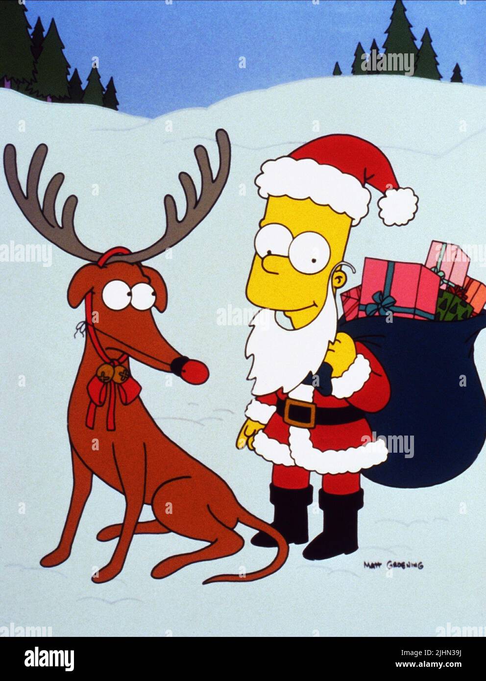 SANTA'S LITTLE HELPER, BART SIMPSON, THE SIMPSONS, 1989 Stock Photo