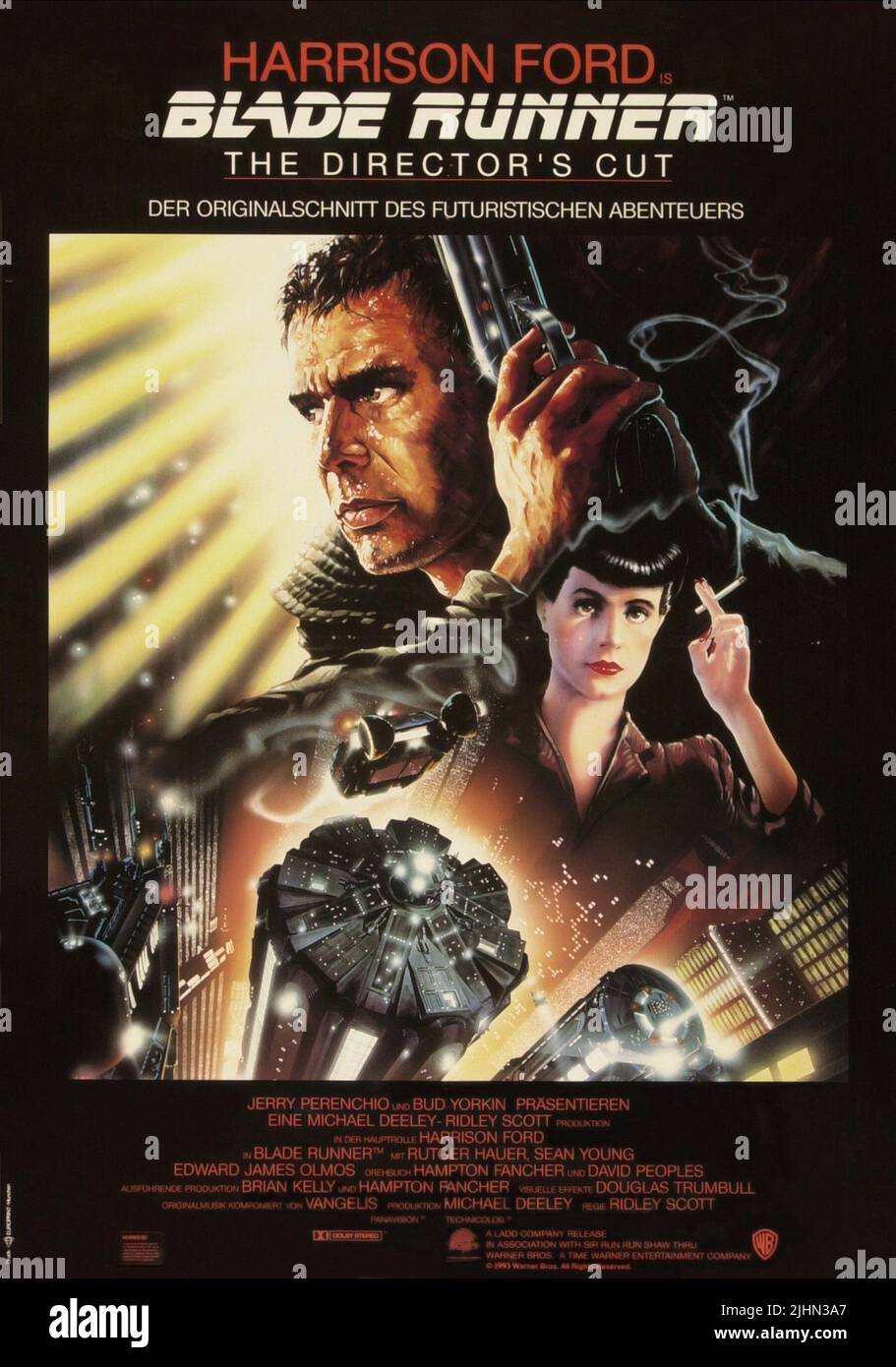 HARRISON FORD, SEAN YOUNG MOVIE POSTER, BLADE RUNNER, 1982 Stock Photo