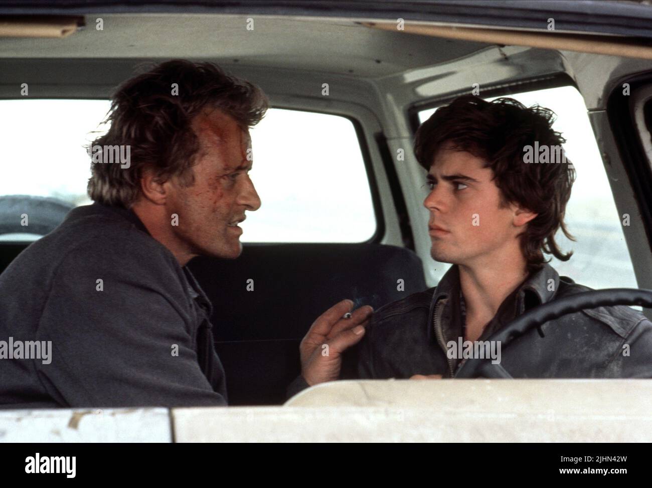 RUTGER HAUER, C. THOMAS HOWELL, THE HITCHER, 1986 Stock Photo