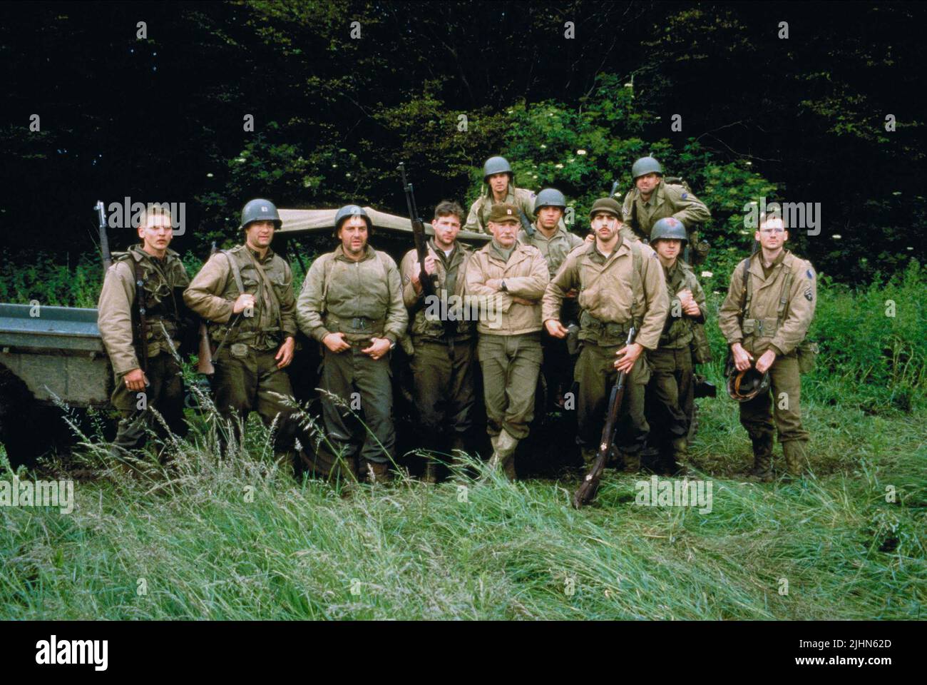 PEPPER,HANKS,SIZEMORE,BURNS,DYE,DIESEL,GOLDBERG,RIBISI,DAVIES, SAVING PRIVATE RYAN, 1998 Stock Photo