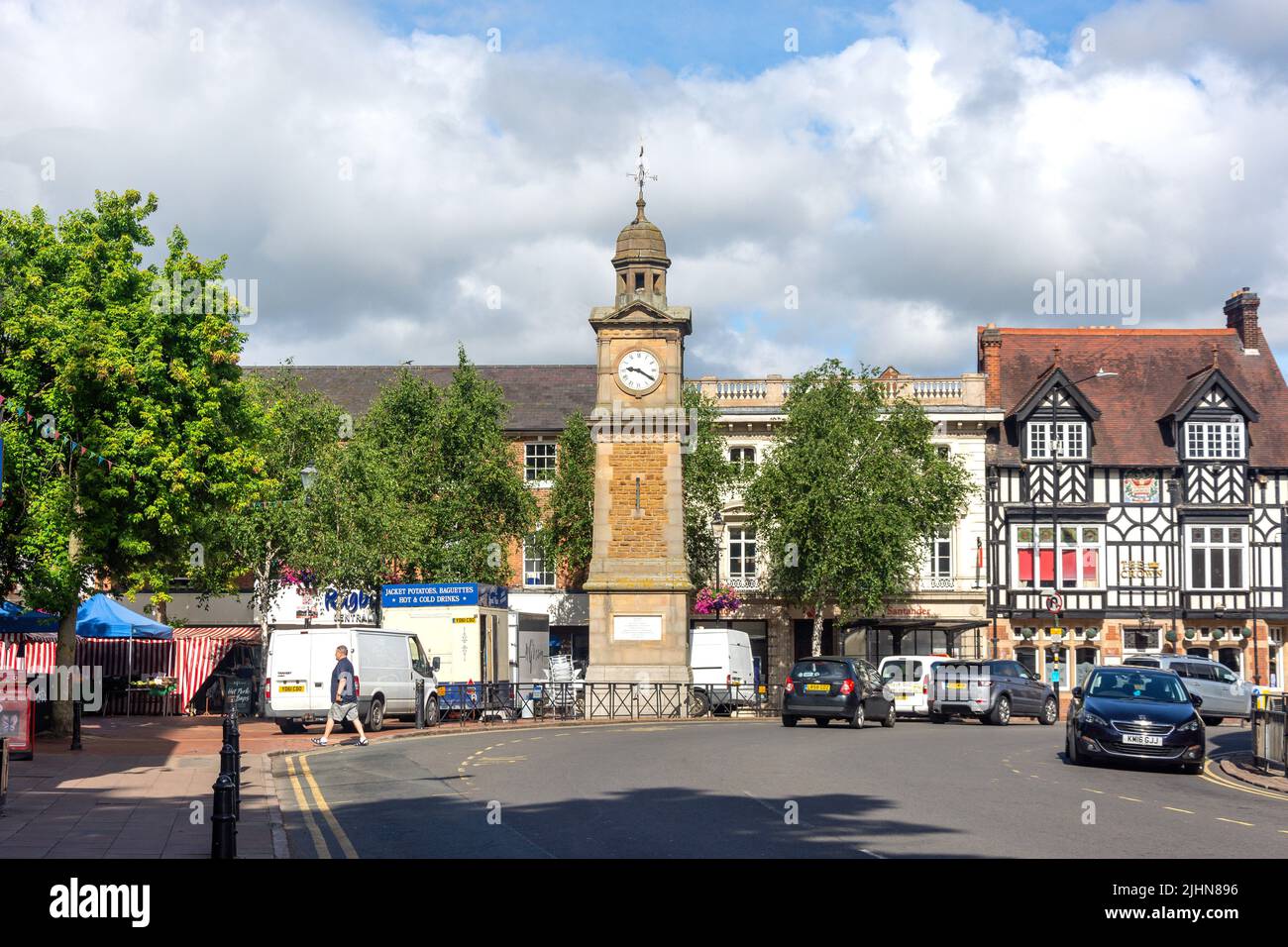 Clock Tower and Market Place from Church Street, Rugby, Warwickshire